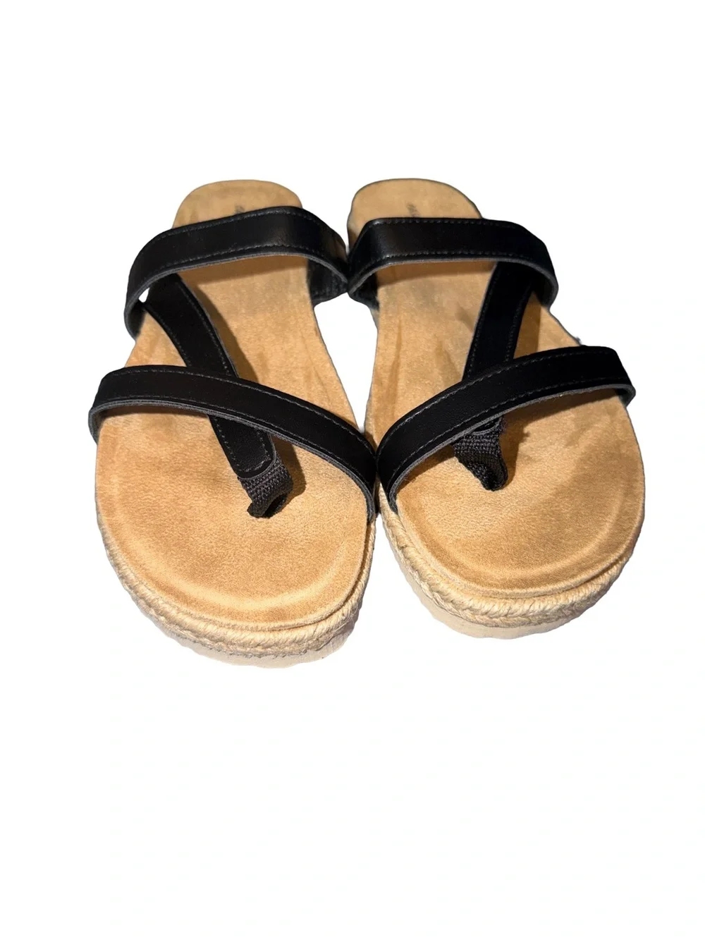 Easy Street Women’s Song Triple-Strap Toe-Loop Song Sandals, Black, Size 8 NWT